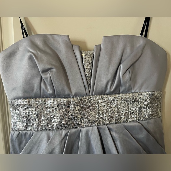 LOVE Brand Silver Sequin Satin Cocktail Dress Juniors Size 7 - Picture 4 of 14